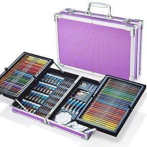 Art Set - 125 Piece Supplies in Purple Aluminium Case