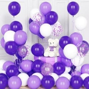 Dark Purple and White 60-Piece Balloons Set