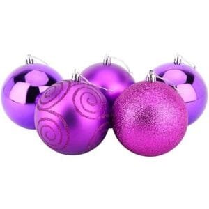 Extra Large Purple Christmas Baubles (Pack of 5)