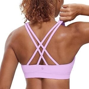 Lilac Strappy Back Wireless Padded Yoga Bra