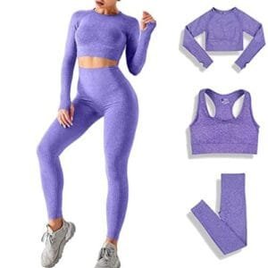 Purple 3-Piece Seamless Gym Set for Women