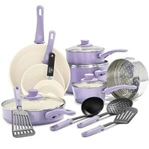 Purple Ceramic Nonstick 16-Piece Cookware Set