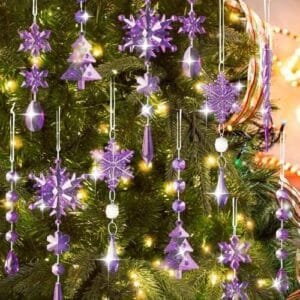 Purple Crystal Christmas Tree Decoration Set (26 Pieces)