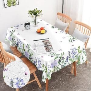 Purple Floral Wipe Clean Rectangular Tablecloth (110x140cm)