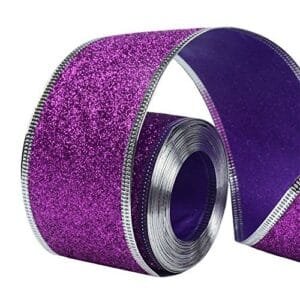 Purple Glitter Christmas Ribbon for Crafts and Gifts