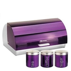 Purple Metallic Bread Bin and Canister Set