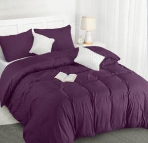 Purple Microfibre Double Duvet Cover Set with Pillows