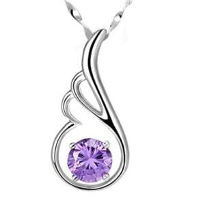 Purple Round Zircon White Gold Plated Necklace