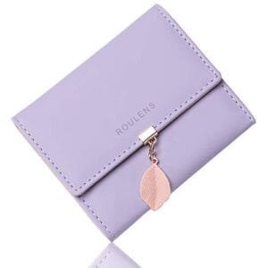 ROULENS Purple Women's RFID Blocking Wallet with Leaf Charm