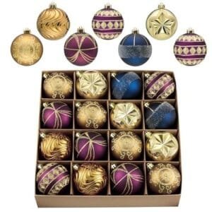 VALERY MADELYN Copper, Purple & Blue Christmas Tree Ornaments (Pack of 16)